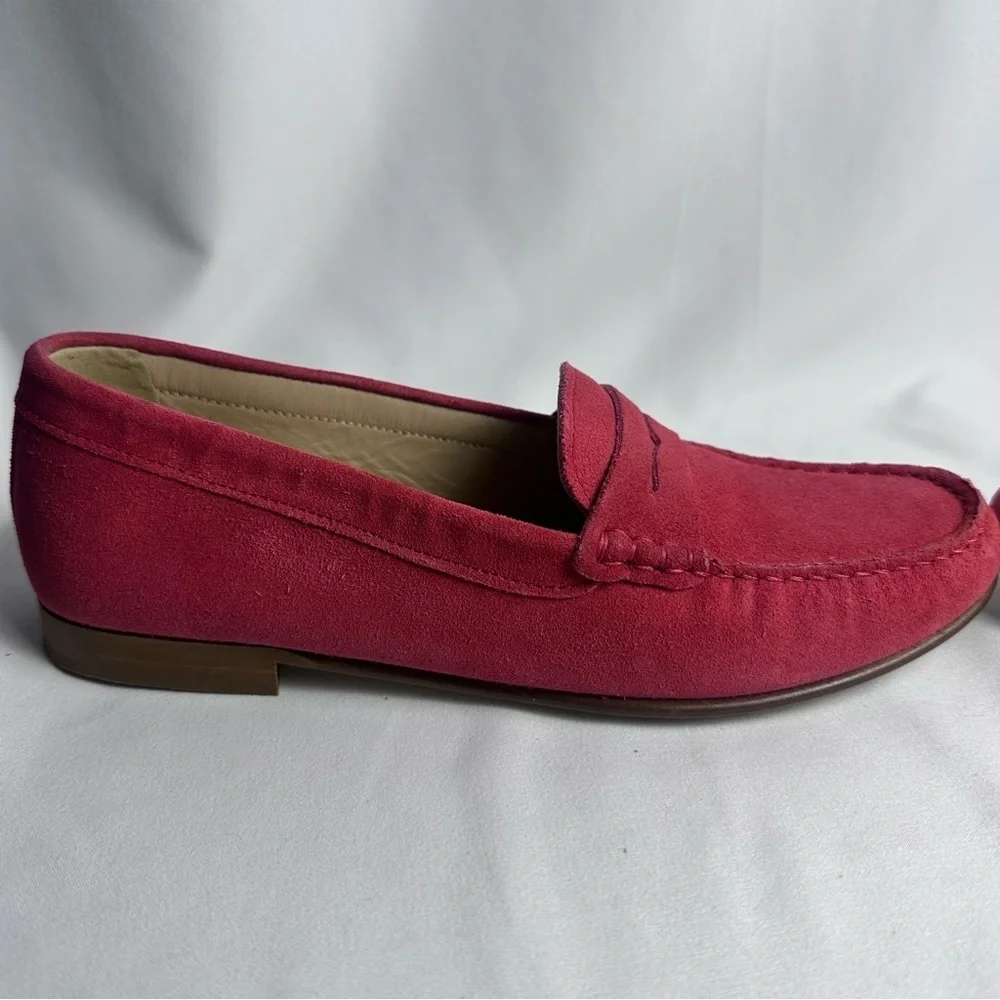 J Crew Womens Suede Leather Fuchsia James Loafers Flats Shoes size 8